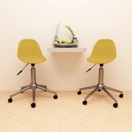 vidaXL Sillas de comedor giratorias 2 uds tela amarillo mostaza