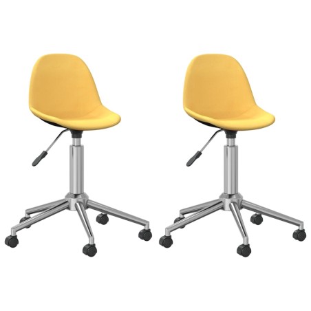 vidaXL Sillas de comedor giratorias 2 uds tela amarillo mostaza