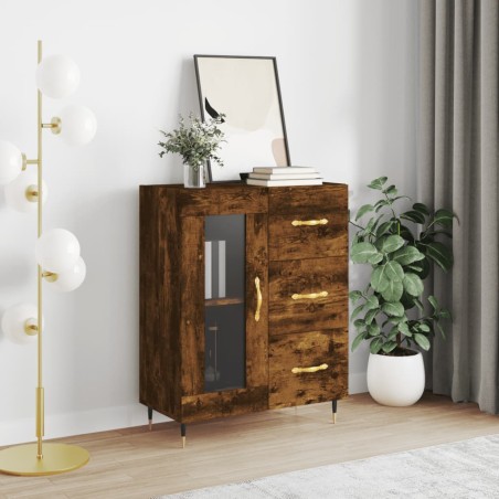 vidaXL Aparador de madera de ingeniería roble ahumado 69,5x34x90 cm