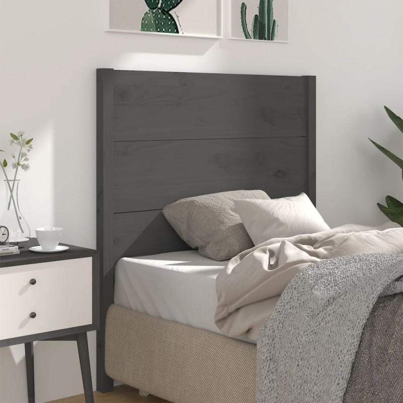vidaXL Cabecero madera maciza de pino gris 96x4x100 cm vidaXL Cabecero madera maciza de pino gris 96x4x100 cm