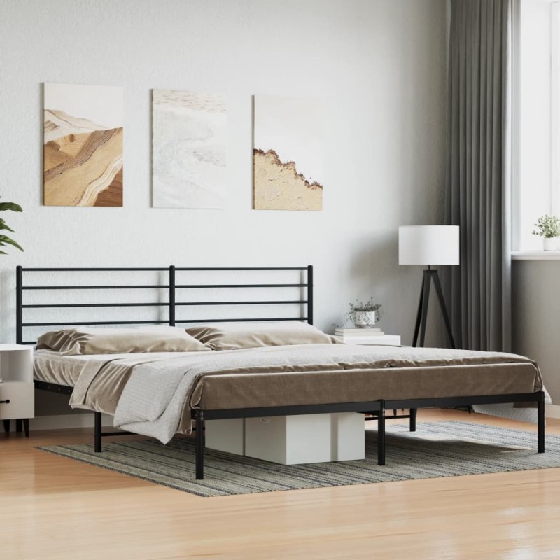vidaXL Estructura de cama con cabecero metal negro 183x213 cm vidaXL Estructura de cama con cabecero metal negro 183x213 cm