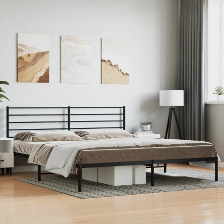 vidaXL Estructura de cama con cabecero metal negro 183x213 cm