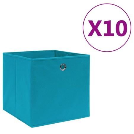 vidaXL Cajas de almacenaje 10 uds tela no tejida azul bebé 28x28x28 cm