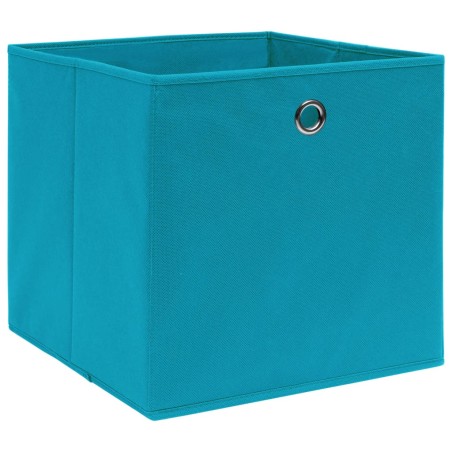 vidaXL Cajas de almacenaje 10 uds tela no tejida azul bebé 28x28x28 cm