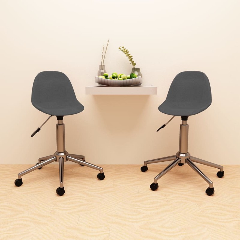 vidaXL Sillas de comedor giratorias 2 unidades tela gris oscuro