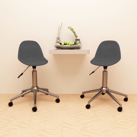 vidaXL Sillas de comedor giratorias 2 unidades tela gris oscuro