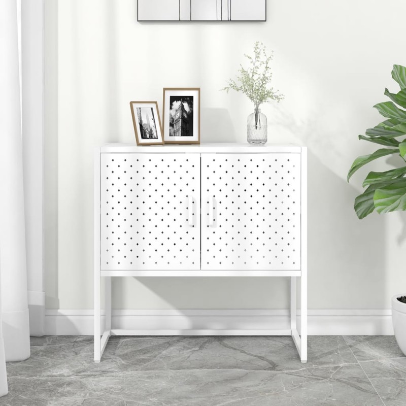 vidaXL Aparador de acero blanco 75x35x75 cm vidaXL Aparador de acero blanco 75x35x75 cm