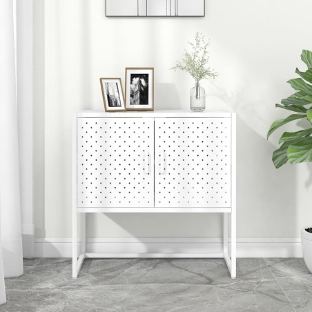 vidaXL Aparador de acero blanco 75x35x75 cm