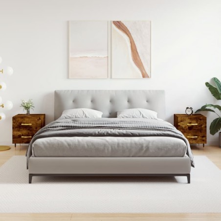 vidaXL Mesita noche 2 uds madera ingeniería roble ahumado 40x35x47,5cm