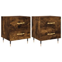 vidaXL Mesita noche 2 uds madera ingeniería roble ahumado 40x35x47,5cm