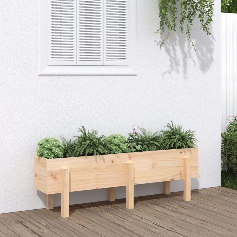 vidaXL Arriate elevado de jardín madera maciza de pino 121x30x38 cm vidaXL Arriate elevado de jardín madera maciza de pino 121x30x38 cm