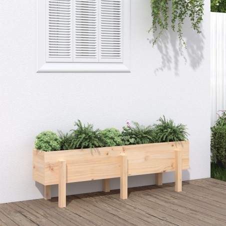 vidaXL Arriate elevado de jardín madera maciza de pino 121x30x38 cm
