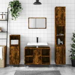 vidaXL Armario de baño madera contrachapada roble ahumado 30x30x100 cm