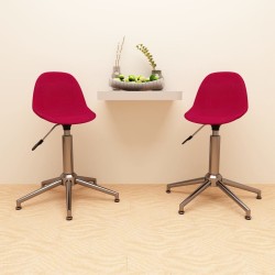 vidaXL Sillas de comedor giratorias 2 unidades tela rojo vino tinto 