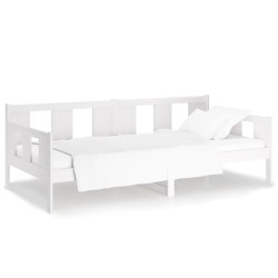 vidaXL Sofá cama madera maciza de pino blanco 90x200 cm