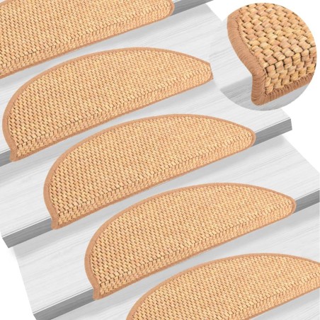 vidaXL Alfombrilla autoadhesiva escalera sisal 15uds naranja 56x17x3cm