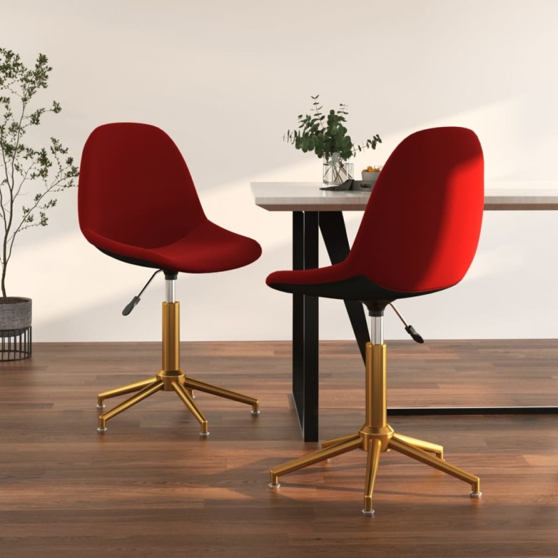 vidaXL Sillas de comedor giratorias 2 unidades terciopelo rojo tinto