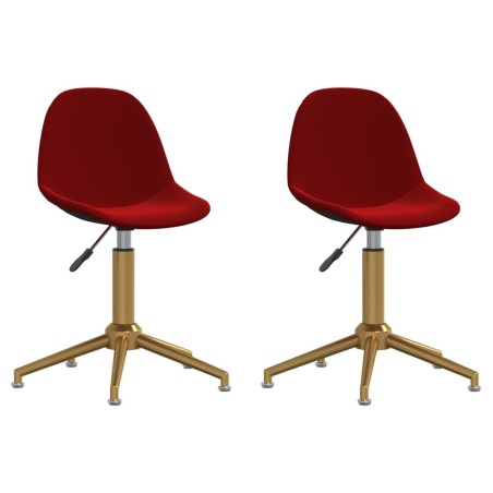 vidaXL Sillas de comedor giratorias 2 unidades terciopelo rojo tinto