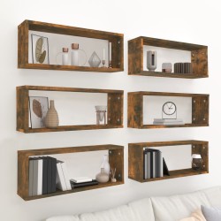 vidaXL Estantes cúbicos de pared 6 uds madera roble ahumado 60x15x23cm