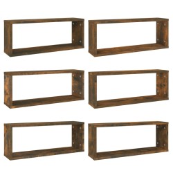 vidaXL Estantes cúbicos de pared 6 uds madera roble ahumado 60x15x23cm