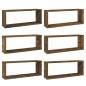 vidaXL Estantes cúbicos de pared 6 uds madera roble ahumado 60x15x23cm vidaXL Estantes cúbicos de pared 6 uds madera roble ahumado 60x15x23cm