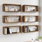 vidaXL Estantes cúbicos de pared 6 uds madera roble ahumado 60x15x23cm vidaXL Estantes cúbicos de pared 6 uds madera roble ahumado 60x15x23cm