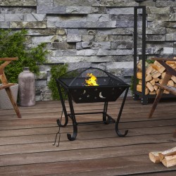 vidaXL Brasero con atizador acero XXL 50 cm