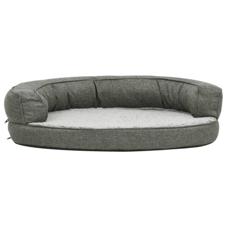 vidaXL Colchón de cama de perro ergonómico aspecto lino gris 75x53 cm