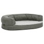 vidaXL Colchón de cama de perro ergonómico aspecto lino gris 75x53 cm