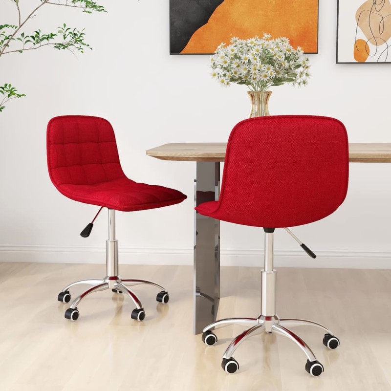 vidaXL Sillas de comedor giratorias 2 unidades tela rojo tinto vidaXL Sillas de comedor giratorias 2 unidades tela rojo tinto