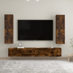 vidaXL Muebles TV de pared 2 uds color roble ahumado 30,5x30x110 cm