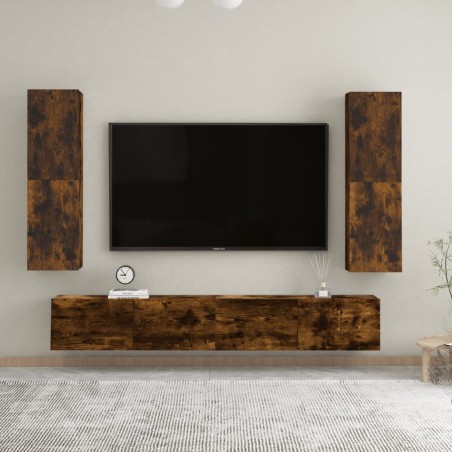 vidaXL Muebles TV de pared 2 uds color roble ahumado 30,5x30x110 cm
