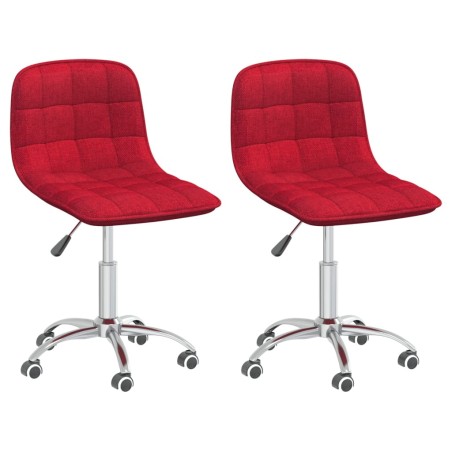vidaXL Sillas de comedor giratorias 2 unidades tela rojo tinto