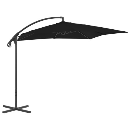vidaXL Sombrilla voladiza con poste de acero negro 250x250 cm 