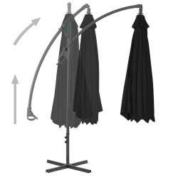 vidaXL Sombrilla voladiza con poste de acero negro 250x250 cm 