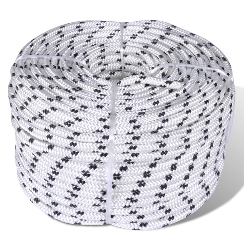vidaXL Cuerda trenzada poliéster 6 mm 500 mm blanco vidaXL Cuerda trenzada poliéster 6 mm 500 mm blanco