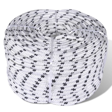 vidaXL Cuerda trenzada poliéster 6 mm 500 mm blanco