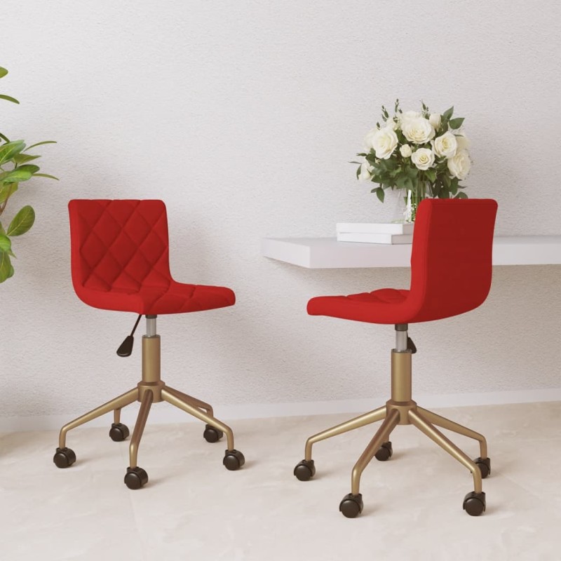vidaXL Sillas de comedor giratorias 2 uds terciopelo rojo vino tinto