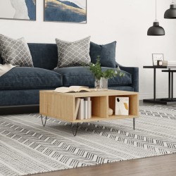 vidaXL Mesa de centro madera de ingeniería roble Sonoma 60x60x30 cm