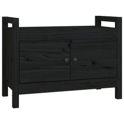 vidaXL Banco de recibidor madera maciza de pino negro 80x40x60 cm