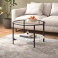 vidaXL Mesa de centro vidrio templado negro y mármol blanco 70 cm vidaXL Mesa de centro vidrio templado negro y mármol blanco 70 cm