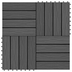 vidaXL Baldosas porche relieve profundo WPC 30x30 cm 1 m² negro 11 uds