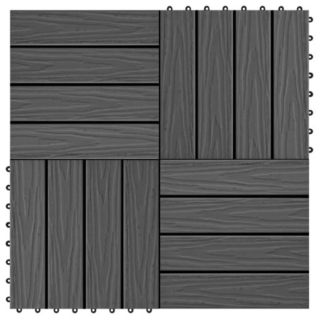vidaXL Baldosas porche relieve profundo WPC 30x30 cm 1 m² negro 11 uds