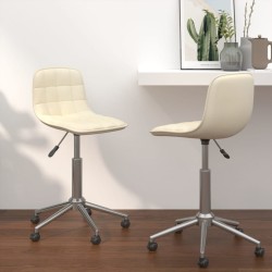 vidaXL Sillas de comedor giratorias 2 unidades tela color crema