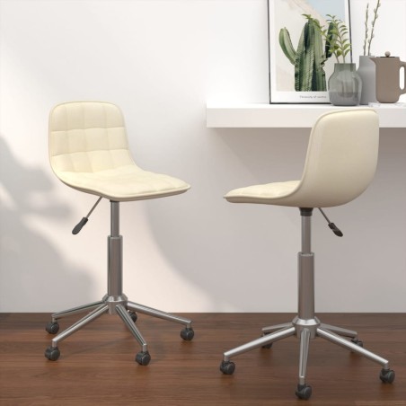 vidaXL Sillas de comedor giratorias 2 unidades tela color crema