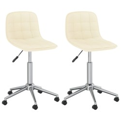 vidaXL Sillas de comedor giratorias 2 unidades tela color crema