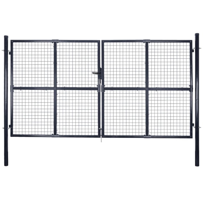 vidaXL Puerta de malla de jardín acero galvanizado gris 289x150 cm