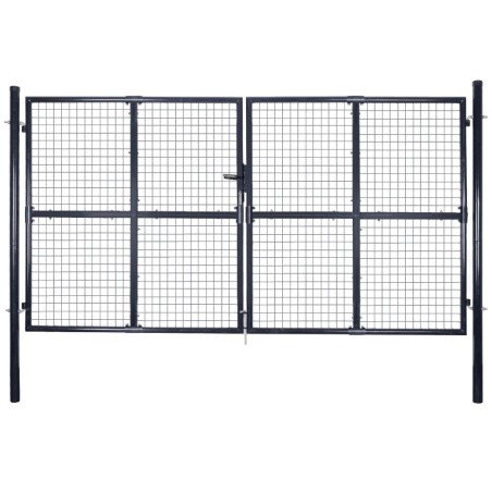 vidaXL Puerta de malla de jardín acero galvanizado gris 289x150 cm