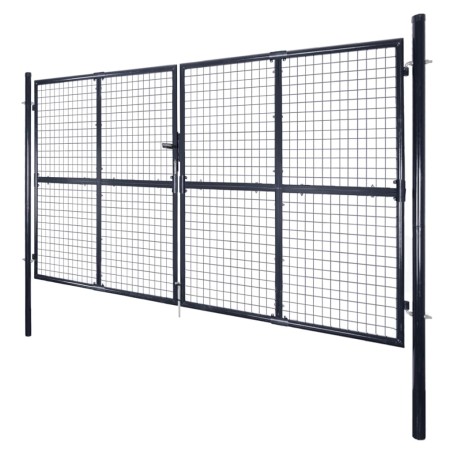 vidaXL Puerta de malla de jardín acero galvanizado gris 289x150 cm