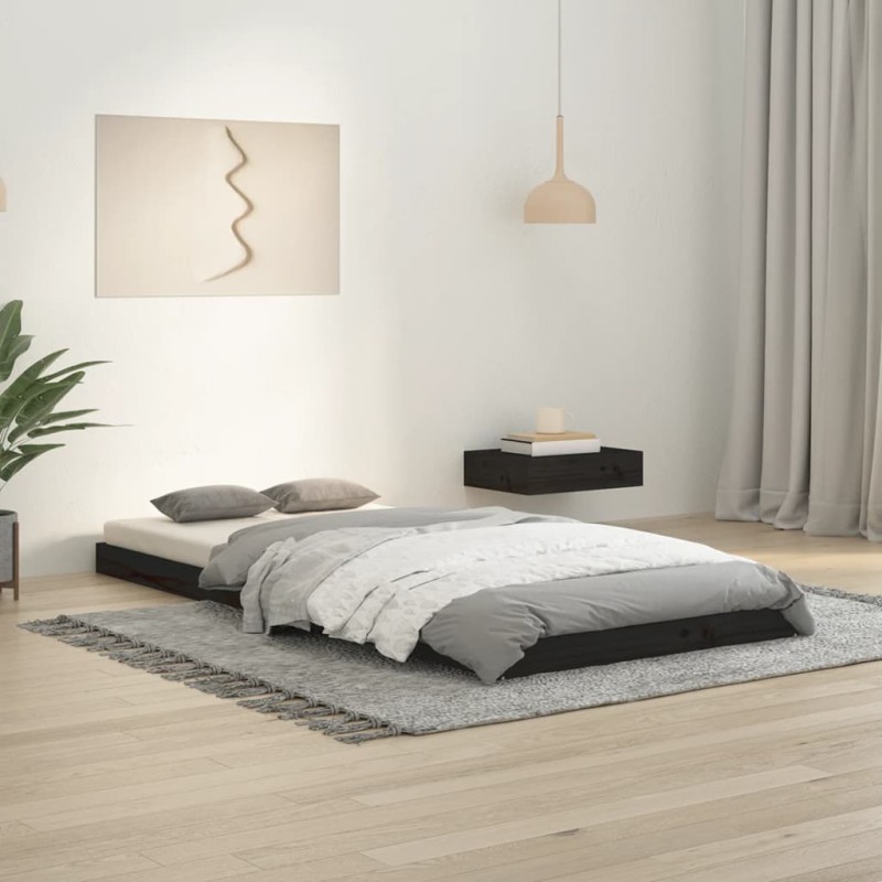 vidaXL Estructura de cama madera maciza de pino negro 90x200 cm vidaXL Estructura de cama madera maciza de pino negro 90x200 cm